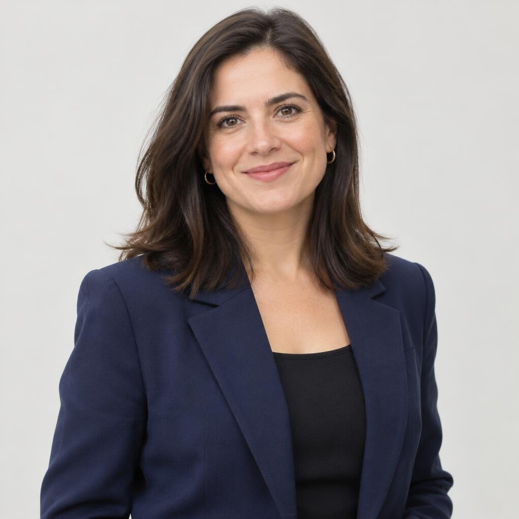 Portrait of a Chilean woman editor with dark hair smiling