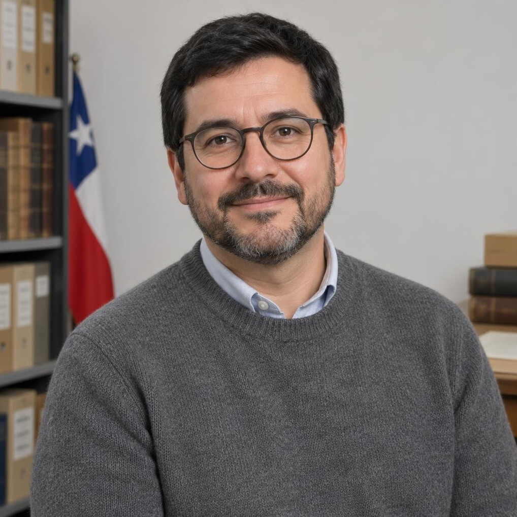 Portrait of a Chilean man archivist with glasses and a beard